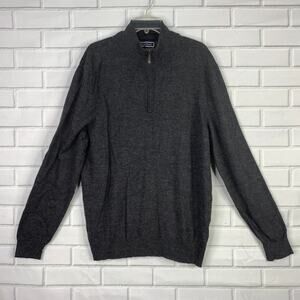 Club Room sweater merino wool blend gray quarter 1/4 zip high mock neck XXL men